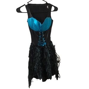 Fairylicious by disguise blue and black corset with feather fairy dress